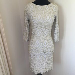 Gold and white mini dress